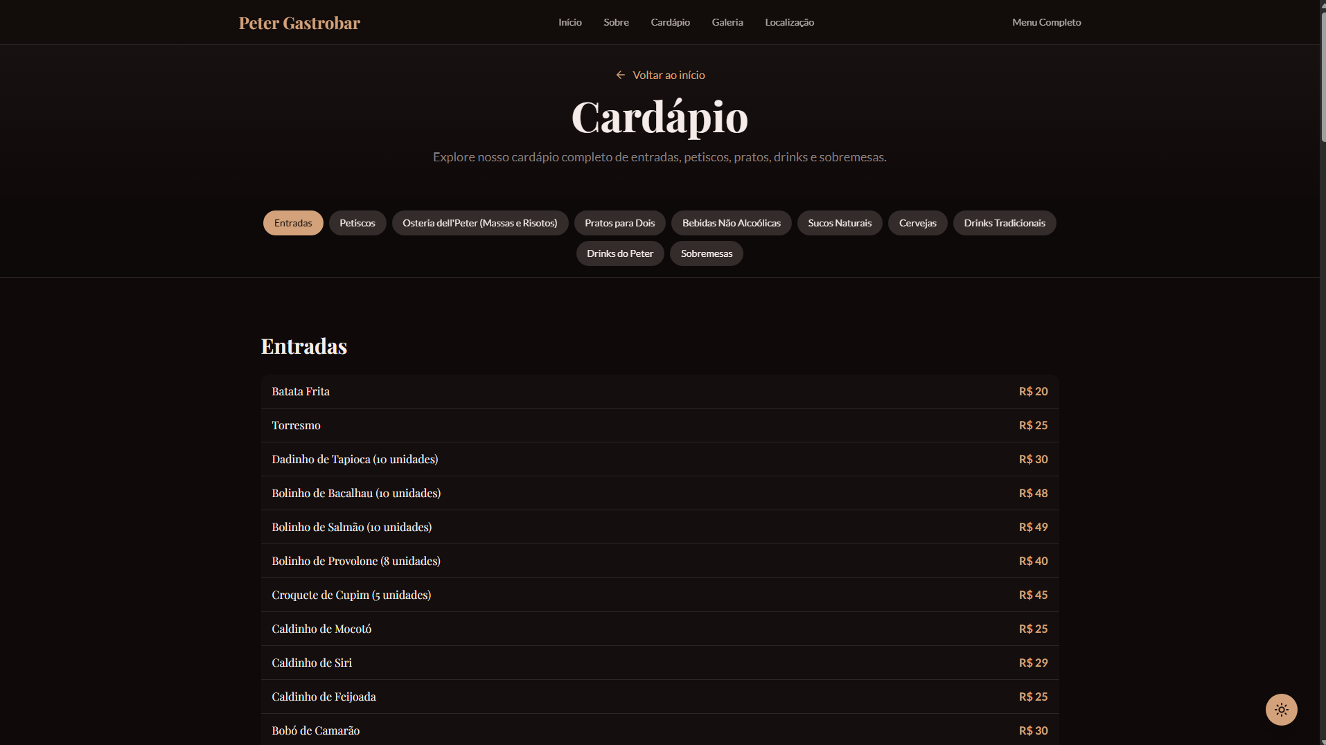 Cardápio Completo